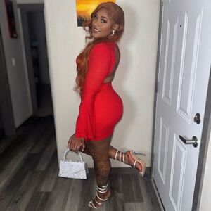 Fashion Nova Red Backless Dress